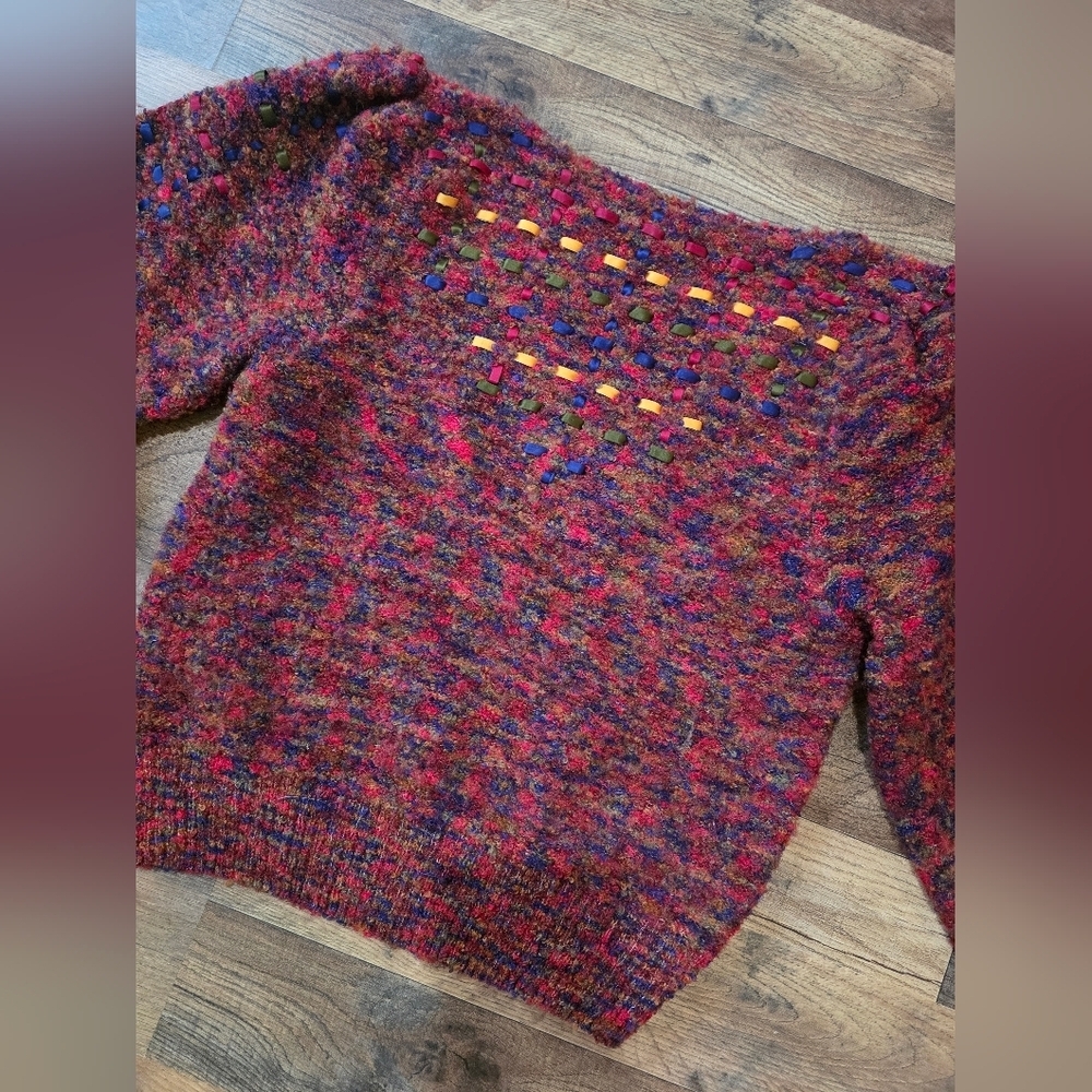 Anne Crimmins Umi Collection Vintage 80's Women's Slouchy Ribbon Sweater Size S - Picture 2 of 8